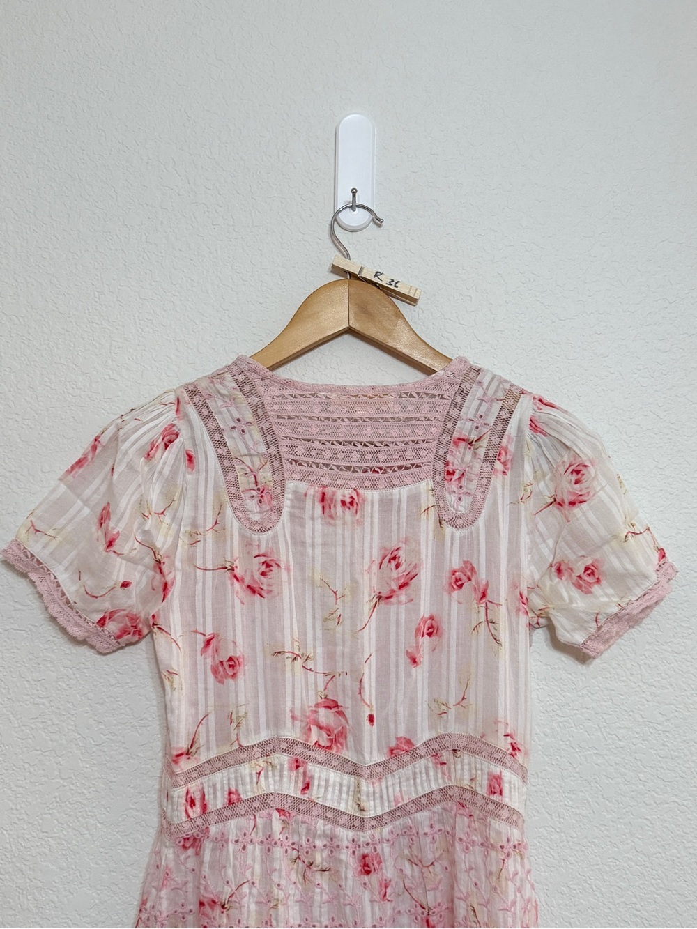 LoveShackFancy Pink Floral Lace Trim Maxi Dress size 2 - Picture 9 of 14
